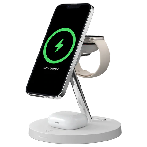 SwitchEasy 4-in-1 MagPower Magnetic Wireless Charging Stand for iPhone/Android/Apple Watch/AirPods/MagSafe/Qi/USB Devices