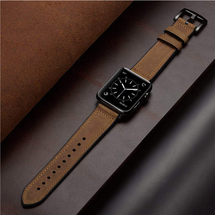 Speidel Light Brown Leather Luxury Watch Band And Protective Case For Apple Watch