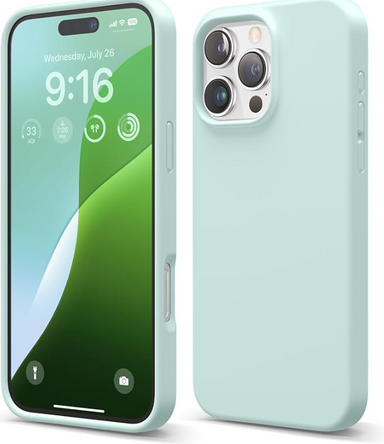 elago Compatible with iPhone 16 Pro Max Case, Premium Liquid Silicone Case, Full Body Protective Cover, Shockproof, Slim Phone, Anti-Scratch Soft Microfiber Lining, 6.9 inch (Mint)
