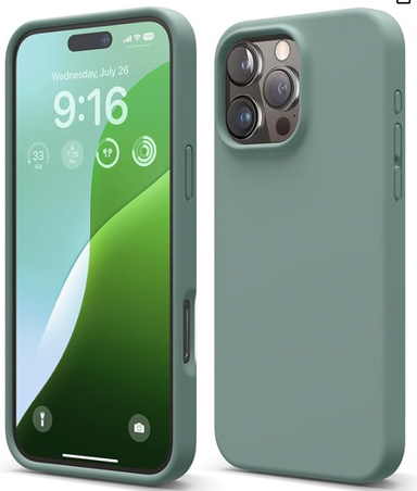 elago Compatible with iPhone 16 Pro Max Case, Premium Liquid Silicone Case, Full Body Protective Cover, Shockproof, Slim Phone, Anti-Scratch Soft Microfiber Lining, 6.9 inch (Midnight Green)