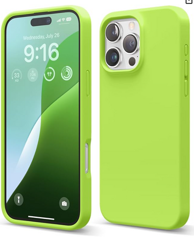 elago Compatible with iPhone 16 Pro Max Case, Premium Liquid Silicone Case, Full Body Protective Cover, Shockproof, Slim Phone, Anti-Scratch Soft Microfiber Lining, 6.9 inch (Lime Green)