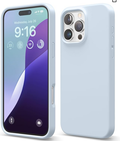 elago Compatible with iPhone 16 Pro Max Case, Premium Liquid Silicone Case, Full Body Protective Cover, Shockproof, Slim Phone, Anti-Scratch Soft Microfiber Lining, 6.9 inch (Light Blue)