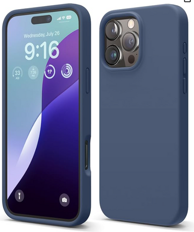 elago Compatible with iPhone 16 Pro Max Case, Premium Liquid Silicone Case, Full Body Protective Cover, Shockproof, Slim Phone, Anti-Scratch Soft Microfiber Lining, 6.9 inch (Jean Indigo)