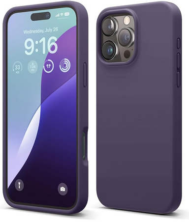 elago Compatible with iPhone 16 Pro Max Case, Premium Liquid Silicone Case, Full Body Protective Cover, Shockproof, Slim Phone, Anti-Scratch Soft Microfiber Lining, 6.9 inch (Deep Purple)
