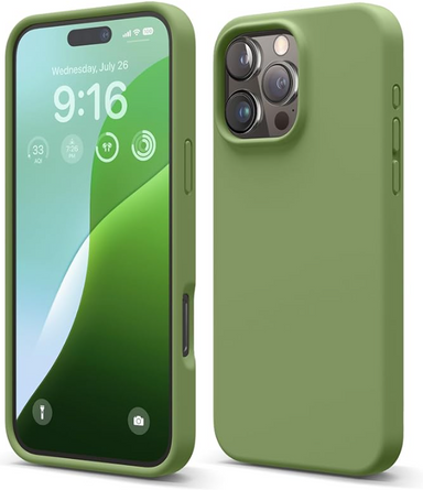 elago Compatible with iPhone 16 Pro Max Case, Premium Liquid Silicone Case, Full Body Protective Cover, Shockproof, Slim Phone, Anti-Scratch Soft Microfiber Lining, 6.9 inch (Cedar Green)