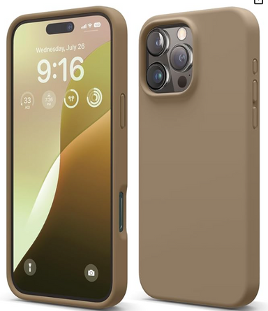 elago Compatible with iPhone 16 Pro Max Case, Premium Liquid Silicone Case, Full Body Protective Cover, Shockproof, Slim Phone, Anti-Scratch Soft Microfiber Lining, 6.9 inch (Brown)