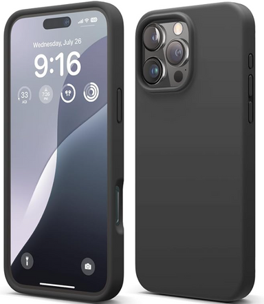 elago Compatible with iPhone 16 Pro Max Case, Premium Liquid Silicone Case, Full Body Protective Cover, Shockproof, Slim Phone, Anti-Scratch Soft Microfiber Lining, 6.9 inch (Black)