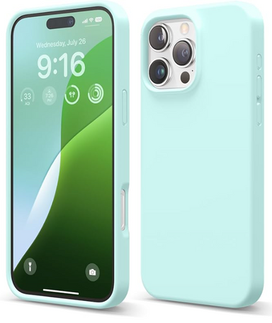elago Compatible with iPhone 16 Pro Max Case, Premium Liquid Silicone Case, Full Body Protective Cover, Shockproof, Slim Phone, Anti-Scratch Soft Microfiber Lining, 6.9 inch (Aqua Sky)