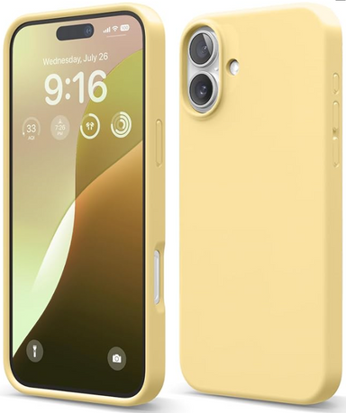 elago Compatible with iPhone 16 Plus Case, Premium Liquid Silicone Case, Full Body Protective Cover, Shockproof, Slim Design, Anti-Scratch Soft Microfiber Lining, 6.7 inch (Yellow)