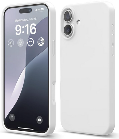 elago Compatible with iPhone 16 Plus Case, Premium Liquid Silicone Case, Full Body Protective Cover, Shockproof, Slim Design, Anti-Scratch Soft Microfiber Lining, 6.7 inch (White)