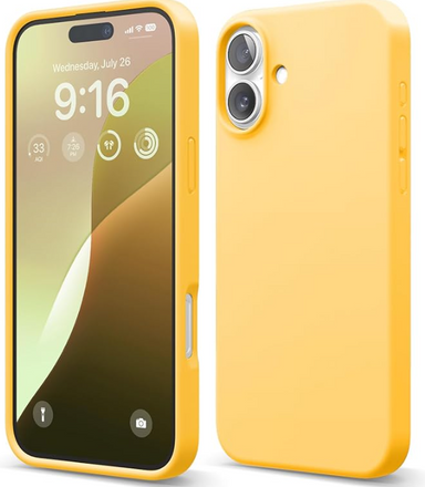 elago Compatible with iPhone 16 Plus Case, Premium Liquid Silicone Case, Full Body Protective Cover, Shockproof, Slim Design, Anti-Scratch Soft Microfiber Lining, 6.7 inch (Sunshine)