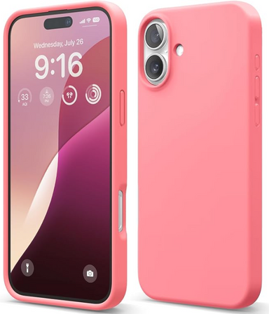 elago Compatible with iPhone 16 Plus Case, Premium Liquid Silicone Case, Full Body Protective Cover, Shockproof, Slim Design, Anti-Scratch Soft Microfiber Lining, 6.7 inch (Pink)