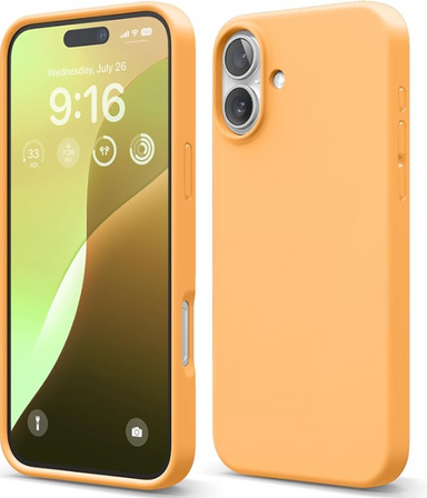 elago Compatible with iPhone 16 Plus Case, Premium Liquid Silicone Case, Full Body Protective Cover, Shockproof, Slim Design, Anti-Scratch Soft Microfiber Lining, 6.7 inch (Orange)