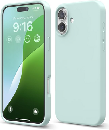 elago Compatible with iPhone 16 Plus Case, Premium Liquid Silicone Case, Full Body Protective Cover, Shockproof, Slim Design, Anti-Scratch Soft Microfiber Lining, 6.7 inch (Mint)