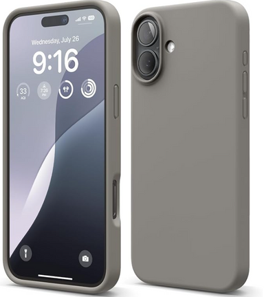 elago Compatible with iPhone 16 Plus Case, Premium Liquid Silicone Case, Full Body Protective Cover, Shockproof, Slim Design, Anti-Scratch Soft Microfiber Lining, 6.7 inch (Medium Grey)
