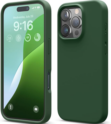 elago Compatible with iPhone 16 Pro Case, Premium Liquid Silicone Case, Full Body Protective Cover, Shockproof, Slim Phone, Anti-Scratch Soft Microfiber Lining, 6.3 inch (Alpine Green)