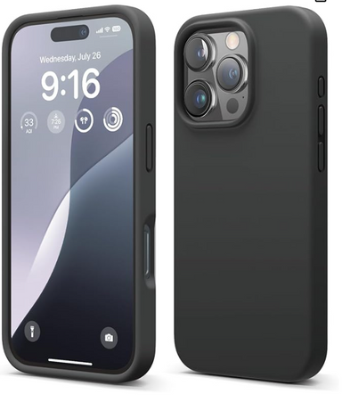 elago Compatible with iPhone 16 Pro Case, Premium Liquid Silicone Case, Full Body Protective Cover, Shockproof, Slim Phone, Anti-Scratch Soft Microfiber Lining, 6.3 inch (Black)