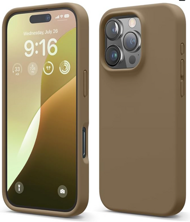 elago Compatible with iPhone 16 Pro Case, Premium Liquid Silicone Case, Full Body Protective Cover, Shockproof, Slim Phone, Anti-Scratch Soft Microfiber Lining, 6.3 inch (Brown)