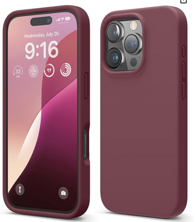 elago Compatible with iPhone 16 Pro Case, Premium Liquid Silicone Case, Full Body Protective Cover, Shockproof, Slim Phone, Anti-Scratch Soft Microfiber Lining, 6.3 inch (Burgundy)