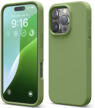 elago Compatible with iPhone 16 Pro Case, Premium Liquid Silicone Case, Full Body Protective Cover, Shockproof, Slim Phone, Anti-Scratch Soft Microfiber Lining, 6.3 inch (Cedar Green)