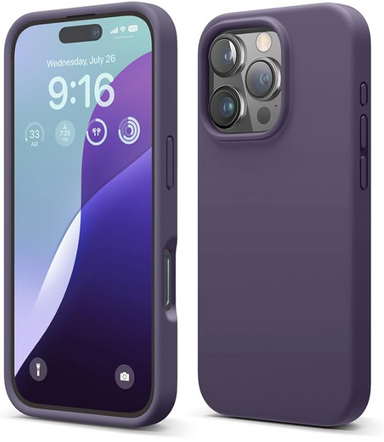 elago Compatible with iPhone 16 Pro Case, Premium Liquid Silicone Case, Full Body Protective Cover, Shockproof, Slim Phone, Anti-Scratch Soft Microfiber Lining, 6.3 inch (Deep Purple)