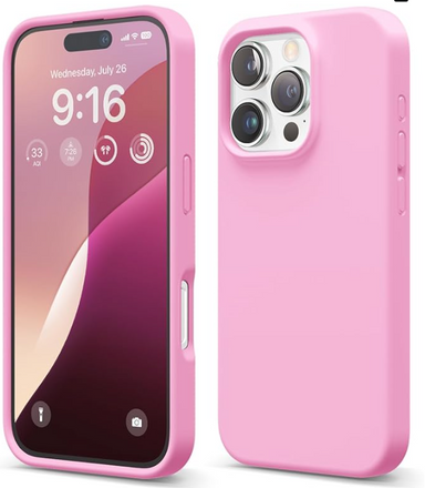 elago Compatible with iPhone 16 Pro Case, Premium Liquid Silicone Case, Full Body Protective Cover, Shockproof, Slim Phone, Anti-Scratch Soft Microfiber Lining, 6.3 inch (Hot Pink)