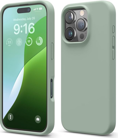 elago Compatible with iPhone 16 Pro Case, Premium Liquid Silicone Case, Full Body Protective Cover, Shockproof, Slim Phone, Anti-Scratch Soft Microfiber Lining, 6.3 inch (Khaki Green)