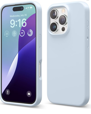 elago Compatible with iPhone 16 Pro Case, Premium Liquid Silicone Case, Full Body Protective Cover, Shockproof, Slim Phone, Anti-Scratch Soft Microfiber Lining, 6.3 inch (Light Blue)