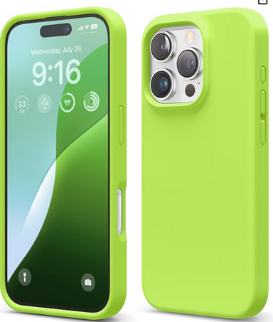 elago Compatible with iPhone 16 Pro Case, Premium Liquid Silicone Case, Full Body Protective Cover, Shockproof, Slim Phone, Anti-Scratch Soft Microfiber Lining, 6.3 inch (Lime Green)