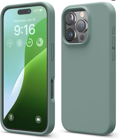 elago Compatible with iPhone 16 Pro Case, Premium Liquid Silicone Case, Full Body Protective Cover, Shockproof, Slim Phone, Anti-Scratch Soft Microfiber Lining, 6.3 inch (Midnight Green)
