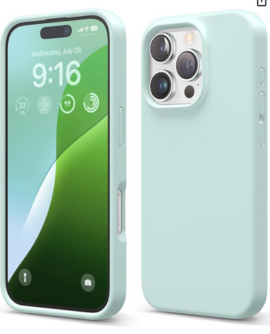 elago Compatible with iPhone 16 Pro Case, Premium Liquid Silicone Case, Full Body Protective Cover, Shockproof, Slim Phone, Anti-Scratch Soft Microfiber Lining, 6.3 inch (Mint)