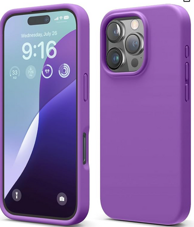 elago Compatible with iPhone 16 Pro Case, Premium Liquid Silicone Case, Full Body Protective Cover, Shockproof, Slim Phone, Anti-Scratch Soft Microfiber Lining, 6.3 inch (Neon Purple)