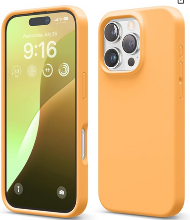 elago Compatible with iPhone 16 Pro Case, Premium Liquid Silicone Case, Full Body Protective Cover, Shockproof, Slim Phone, Anti-Scratch Soft Microfiber Lining, 6.3 inch (Orange)