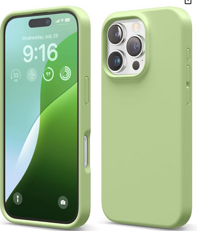 elago Compatible with iPhone 16 Pro Case, Premium Liquid Silicone Case, Full Body Protective Cover, Shockproof, Slim Phone, Anti-Scratch Soft Microfiber Lining, 6.3 inch (Pastel Green)