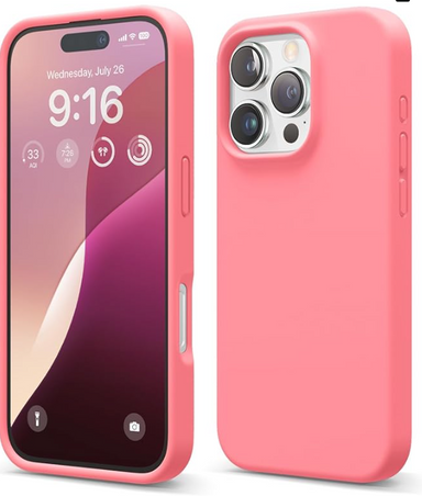 elago Compatible with iPhone 16 Pro Case, Premium Liquid Silicone Case, Full Body Protective Cover, Shockproof, Slim Phone, Anti-Scratch Soft Microfiber Lining, 6.3 inch (Pink)