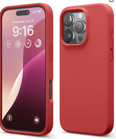 elago Compatible with iPhone 16 Pro Case, Premium Liquid Silicone Case, Full Body Protective Cover, Shockproof, Slim Phone, Anti-Scratch Soft Microfiber Lining, 6.3 inch (Red)