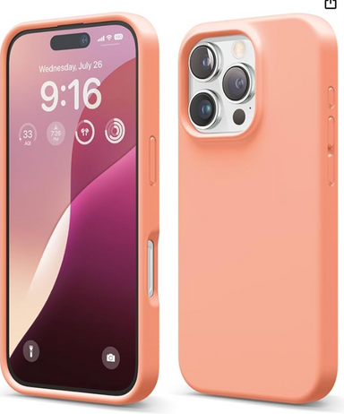 elago Compatible with iPhone 16 Pro Case, Premium Liquid Silicone Case, Full Body Protective Cover, Shockproof, Slim Phone, Anti-Scratch Soft Microfiber Lining, 6.3 inch (Salmon)