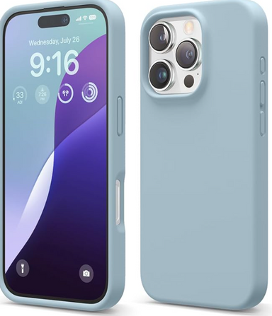 elago Compatible with iPhone 16 Pro Case, Premium Liquid Silicone Case, Full Body Protective Cover, Shockproof, Slim Phone, Anti-Scratch Soft Microfiber Lining, 6.3 inch (Sky Blue)