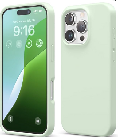 elago Compatible with iPhone 16 Pro Case, Premium Liquid Silicone Case, Full Body Protective Cover, Shockproof, Slim Phone, Anti-Scratch Soft Microfiber Lining, 6.3 inch (Soft Mint)