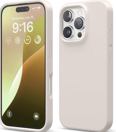 elago Compatible with iPhone 16 Pro Case, Premium Liquid Silicone Case, Full Body Protective Cover, Shockproof, Slim Phone, Anti-Scratch Soft Microfiber Lining, 6.3 inch (Stone)