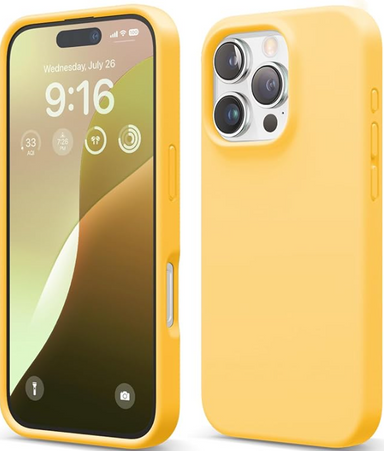 elago Compatible with iPhone 16 Pro Case, Premium Liquid Silicone Case, Full Body Protective Cover, Shockproof, Slim Phone, Anti-Scratch Soft Microfiber Lining, 6.3 inch (Sunshine)