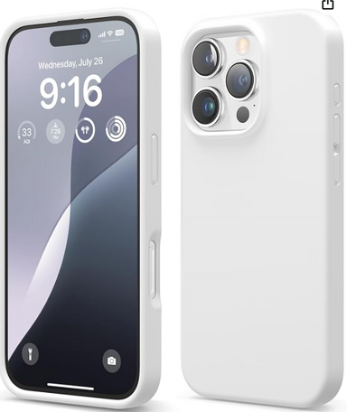 elago Compatible with iPhone 16 Pro Case, Premium Liquid Silicone Case, Full Body Protective Cover, Shockproof, Slim Phone, Anti-Scratch Soft Microfiber Lining, 6.3 inch (White)