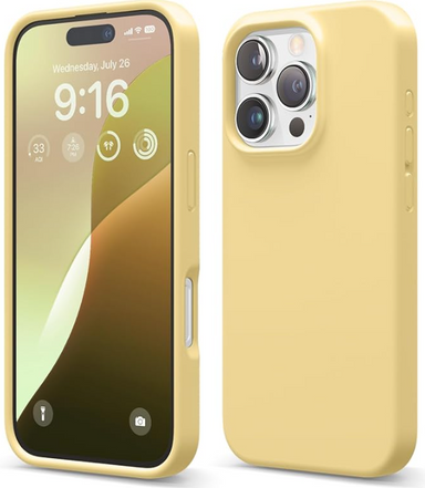 elago Compatible with iPhone 16 Pro Case, Premium Liquid Silicone Case, Full Body Protective Cover, Shockproof, Slim Phone, Anti-Scratch Soft Microfiber Lining, 6.3 inch (Yellow)