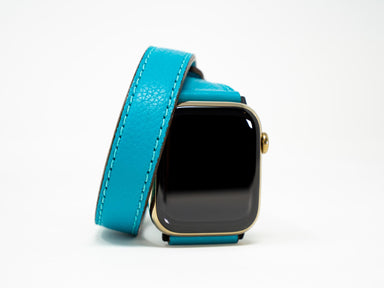 Olpr. leather goods co. Petite Double Italian Leather Apple Watch Band - Turquoise