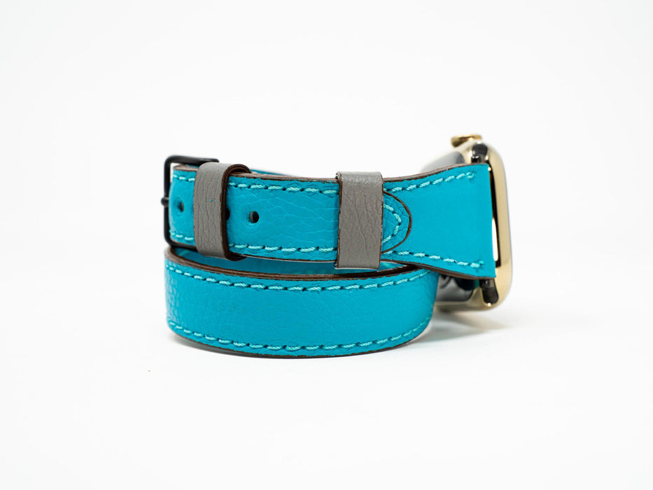 Olpr. leather goods co. Petite Double Italian Leather Apple Watch Band - Turquoise