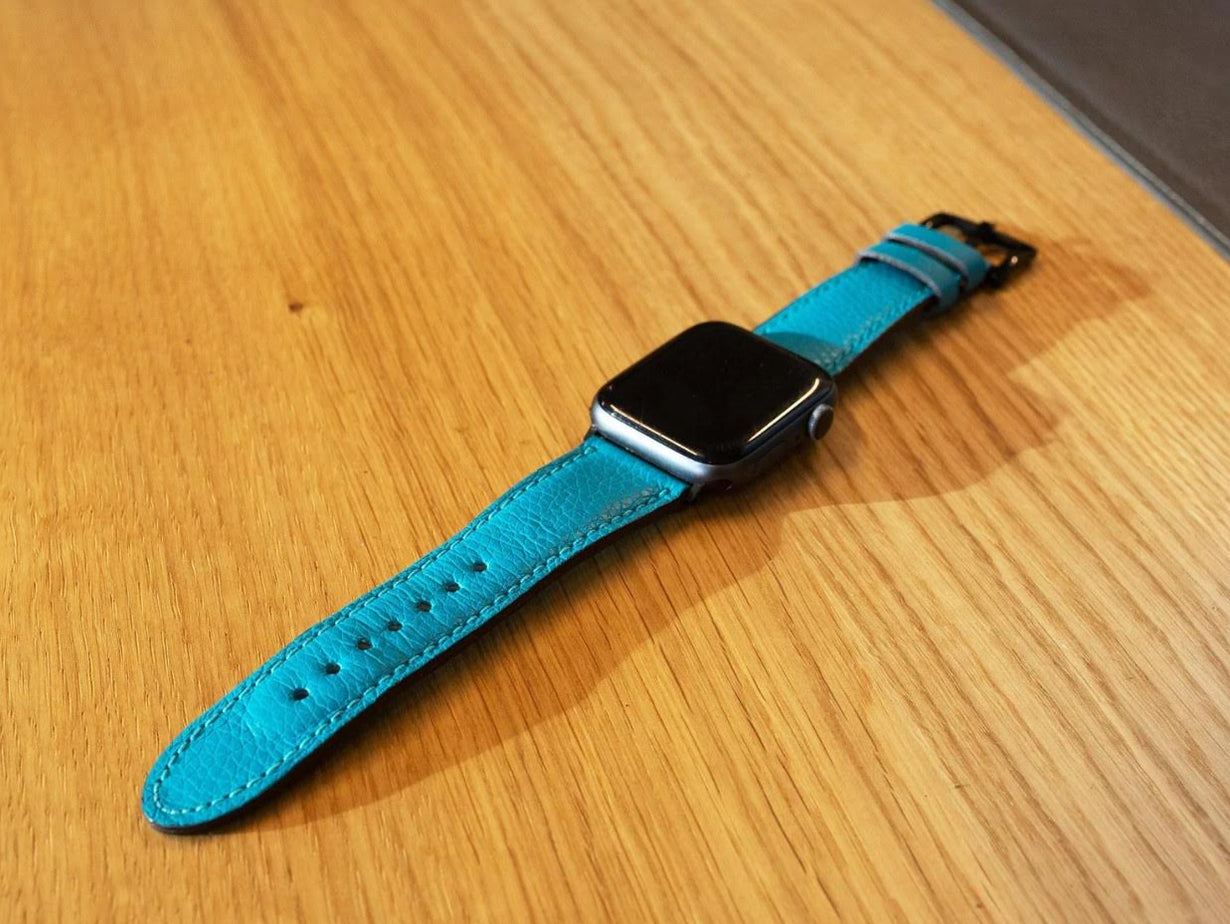 Olpr. leather goods co. Italian Leather Apple Watch Band Teal Cult
