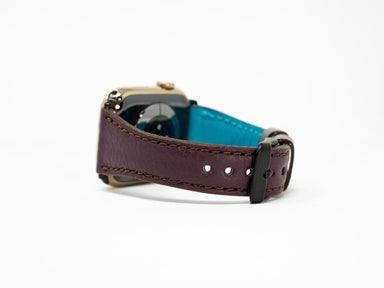 Olpr. leather goods co. Petite Single Italian Leather Apple Watch Band - Plum & Turquoise