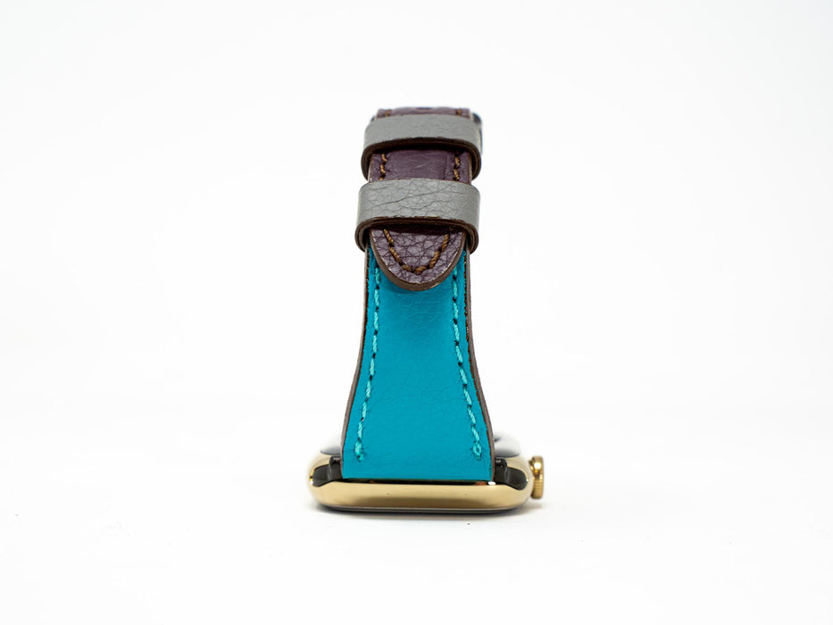 Olpr. leather goods co. Petite Single Italian Leather Apple Watch Band - Plum & Turquoise