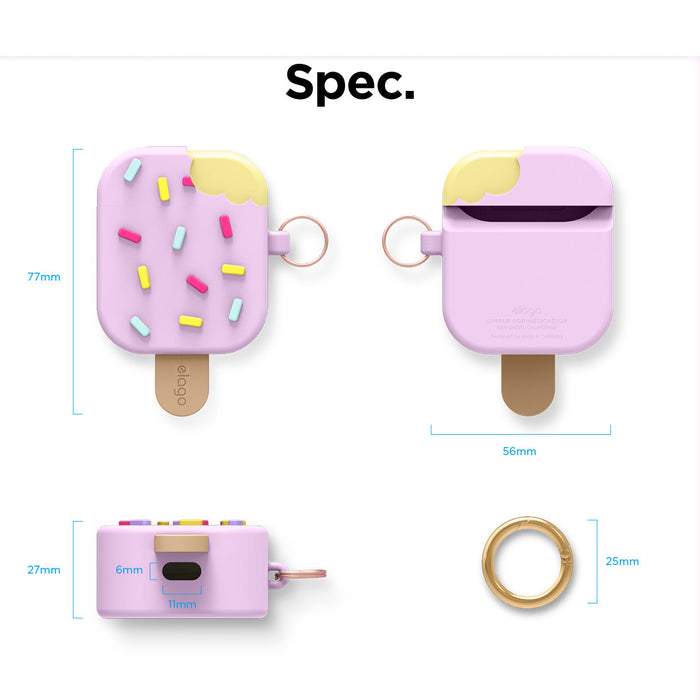 elago Ice Cream Case with Keychain Designed for AirPods 2, Designed for AirPods 1 (Blueberry)