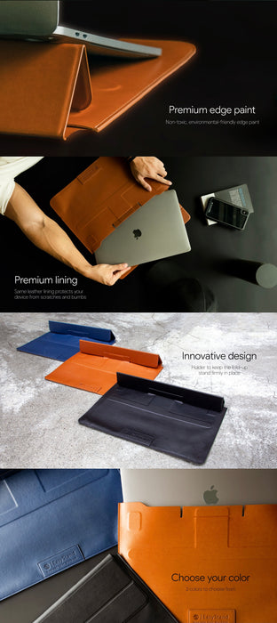 EasyStand Leather MacBook Sleeve / Sleeve stand – SwitchEasy